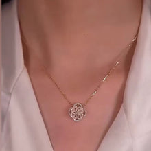 Load image into Gallery viewer, Luxury Shiny Rotating Flower Clover Silver Necklace