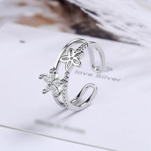 Load image into Gallery viewer, Double Layer Flower Hollow Inlaid Zircon Ring