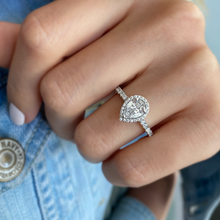 Load image into Gallery viewer, Classic Pear Halo Silver Ring