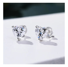 Load image into Gallery viewer, Sterling Silver Classic Heart Cut Stud Earrings
