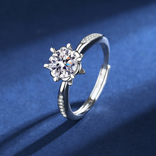 Load image into Gallery viewer, Ladies Bud Ring Moissan Diamond Silver Ring