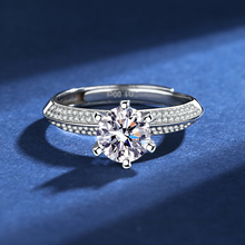 Load image into Gallery viewer, Ladies Half Country Moissan Diamond Silver Ring