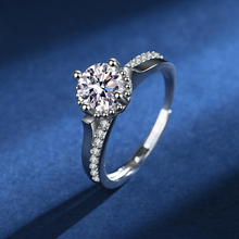 Load image into Gallery viewer, Lavender Flower Bud Ladies Moissan Diamond Ring Ladies Silver Ring

