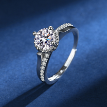 Load image into Gallery viewer, Lavender Flower Bud Ladies Moissan Diamond Ring Ladies Silver Ring