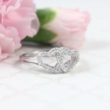 Load image into Gallery viewer, Unique Two Heart Silver Ring