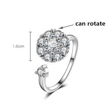 Load image into Gallery viewer, Spinning Rotating Open Ring Crystal Anxiety Adjustable Ring