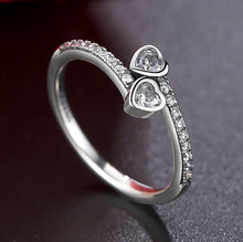 Load image into Gallery viewer, Silver Stereo Hearts Ring