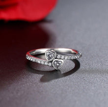 Load image into Gallery viewer, Silver Stereo Hearts Ring
