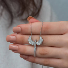 Load image into Gallery viewer, Angel Hug Winged Silver Necklace