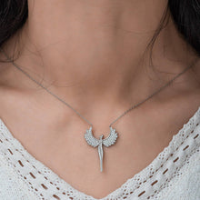Load image into Gallery viewer, Angel Hug Winged Silver Necklace
