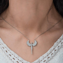 Load image into Gallery viewer, Angel Hug Winged Silver Necklace