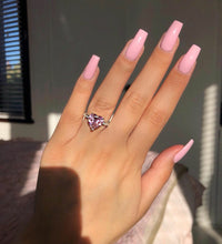 Load image into Gallery viewer, PINK HEART SILVER RING