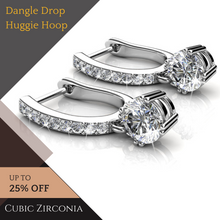 Load image into Gallery viewer, Cubic Zirconia Dangle Drop Huggie Hoop Earrings