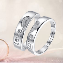 Load image into Gallery viewer, Complementary Love Hearts Silver Couple Rings