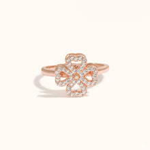 Load image into Gallery viewer, Lucky Clover Heart Silver Ring