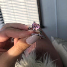 Load image into Gallery viewer, Pink Embassy Heart Silver Ring Set