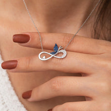 Load image into Gallery viewer, Infinity Blue Butterfly Silver Pendant Set