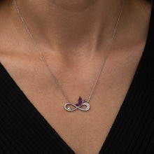 Load image into Gallery viewer, Infinity Butterfly Diamond Silver Pendant Set
