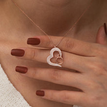 Load image into Gallery viewer, Silver Rose Heart Solitaire Necklace