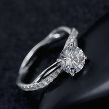 Load image into Gallery viewer, Silver Twisted Shape Princess Diamond Ring
