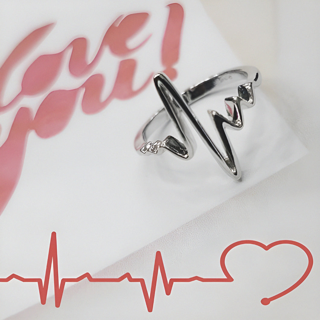 Heart Beat Silver Ring