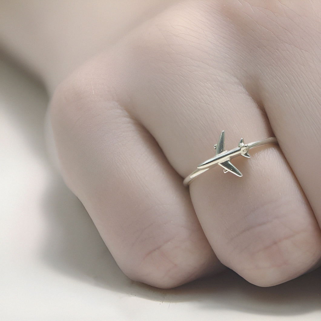 Travel Airplane Silver Ring