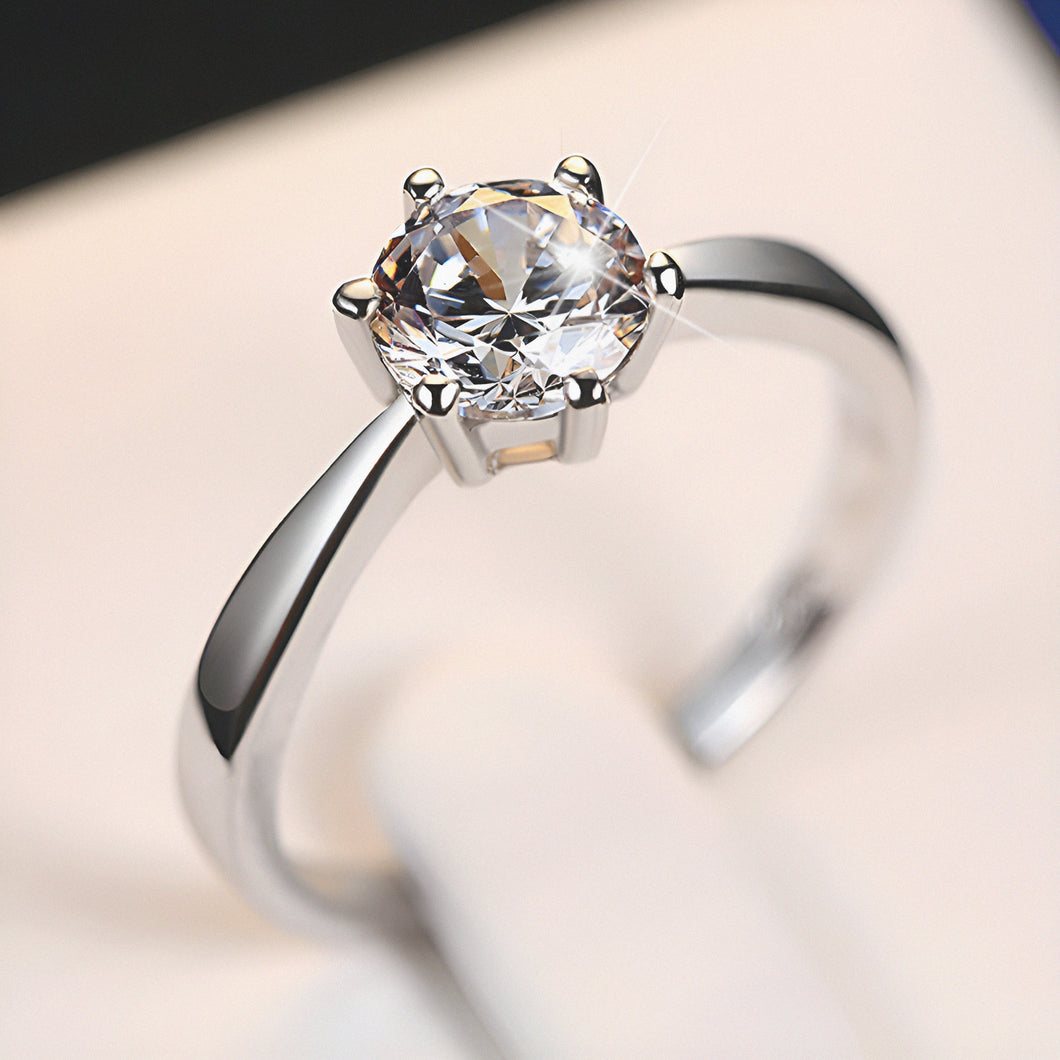 Attractive Crystal Diamond Silver Ring