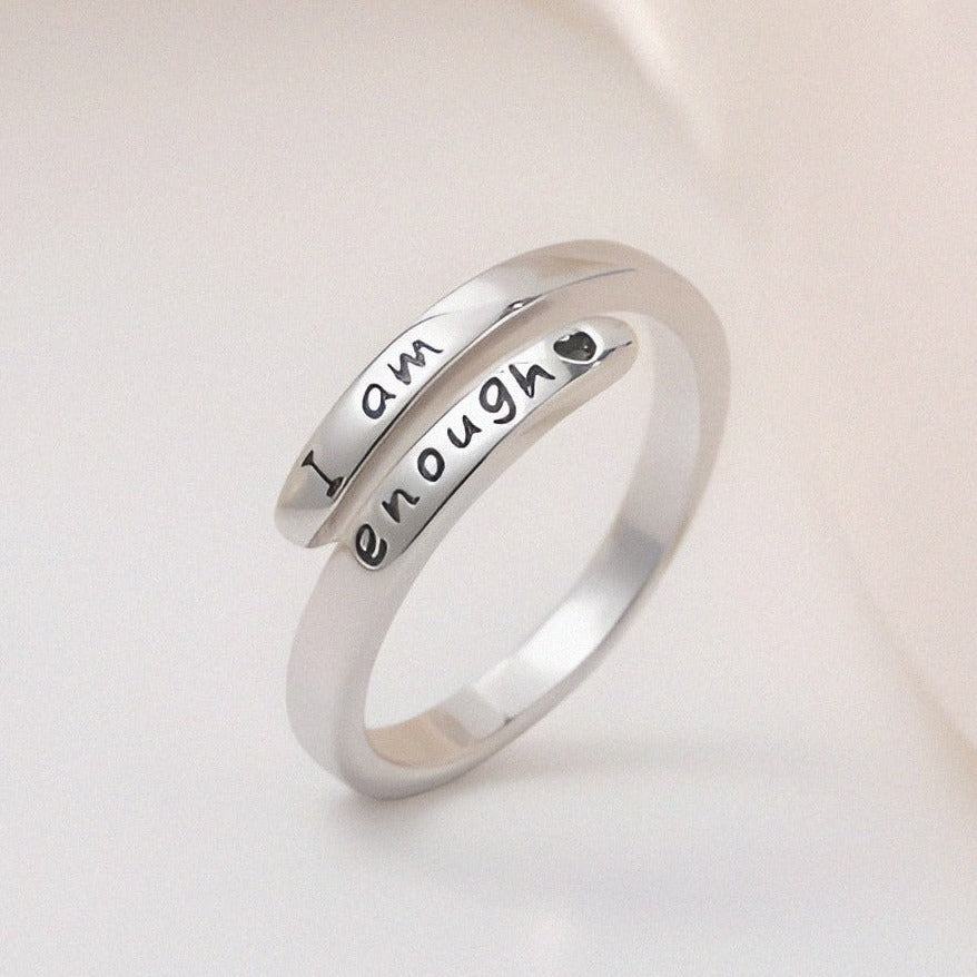 I am enough - Inspiration Silver Ring