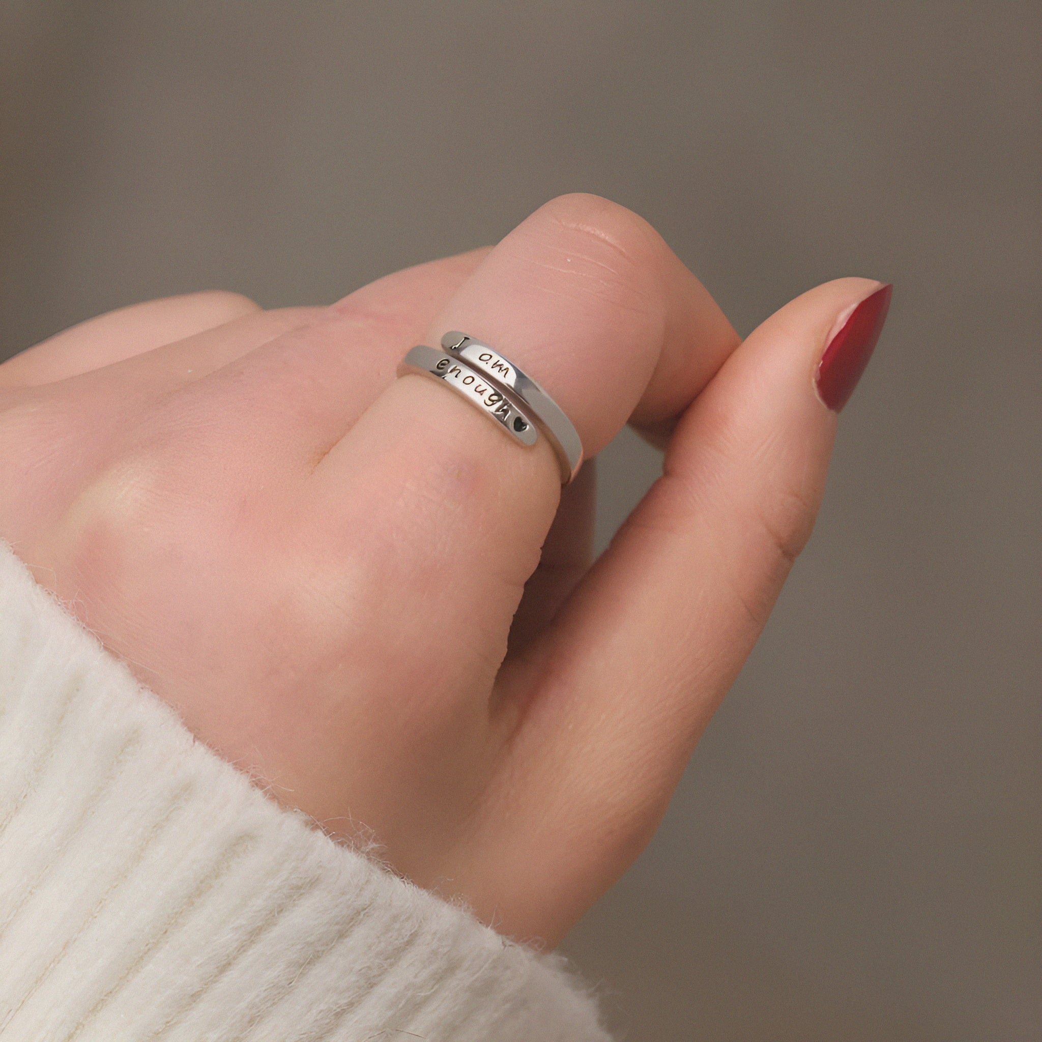 I am enough Inspiration Silver Ring – GIFTED BEAUTY®️