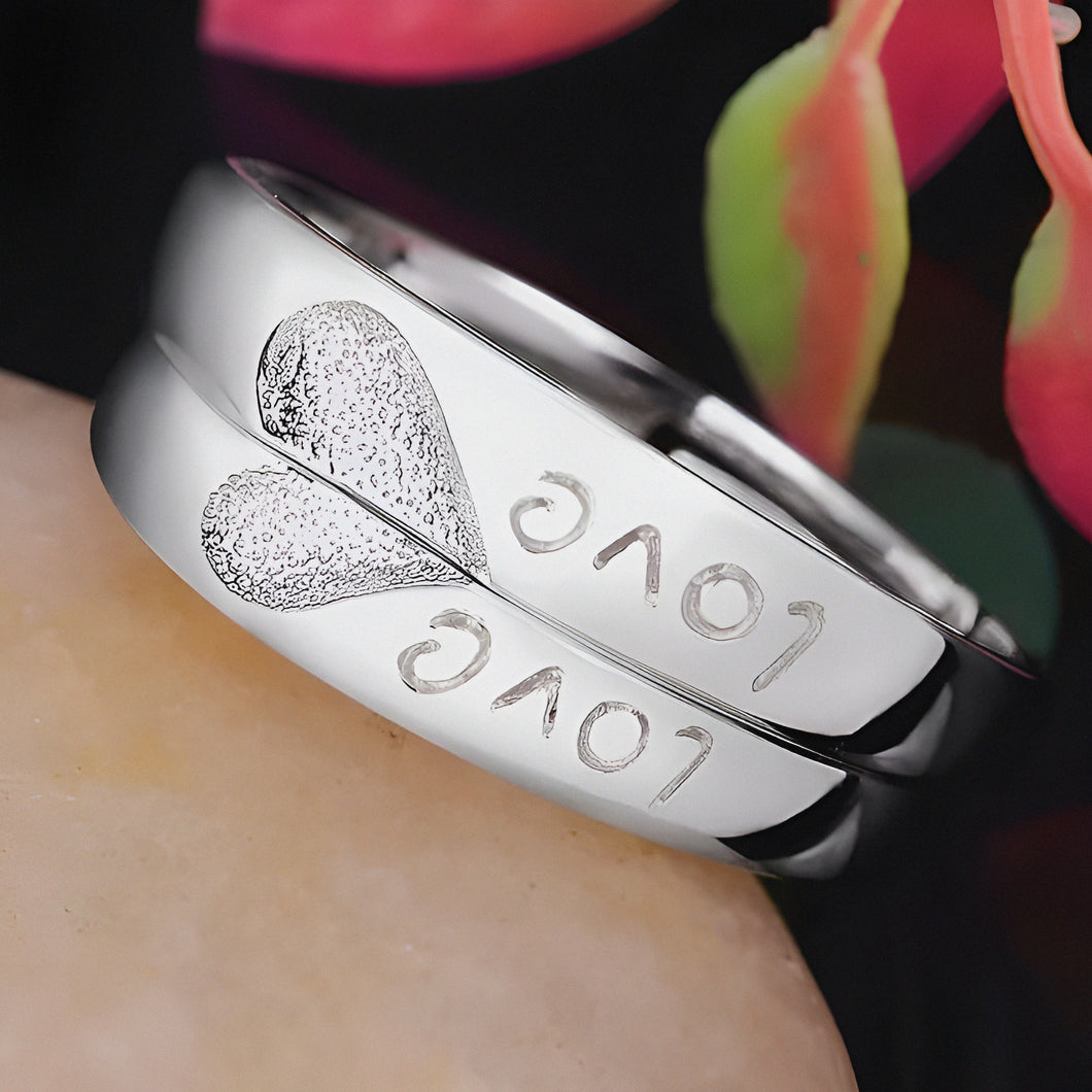 Complementary Love Hearts Silver Couple Rings