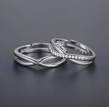 Load image into Gallery viewer, Stylish Criss Cross Infinity Silver Couple Rings
