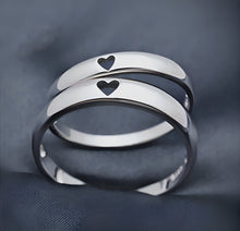 Load image into Gallery viewer, Heart Matching Silver Couple Rings
