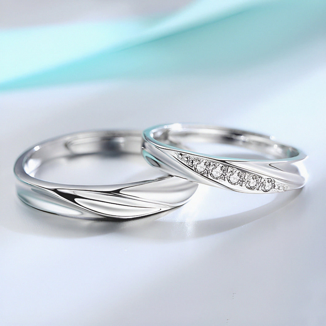 Luxury Flame Amercian Silver Couple Rings