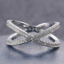 Load image into Gallery viewer, Criss Cross Diamond Silver Ring
