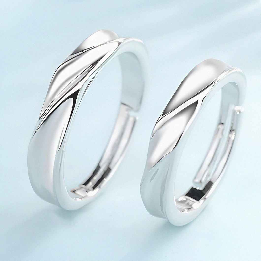 Stunning Luxury Flame Silver Couple Rings