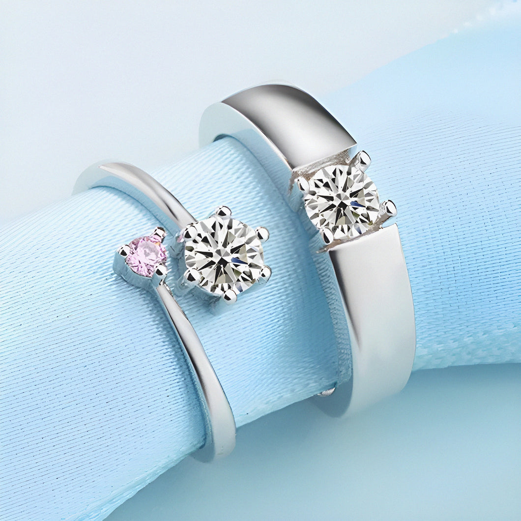 Attractive Stylish Pink Odessa Silver Couple Rings
