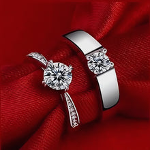 Load image into Gallery viewer, Sparkling Crystal Silver Couple Ring
