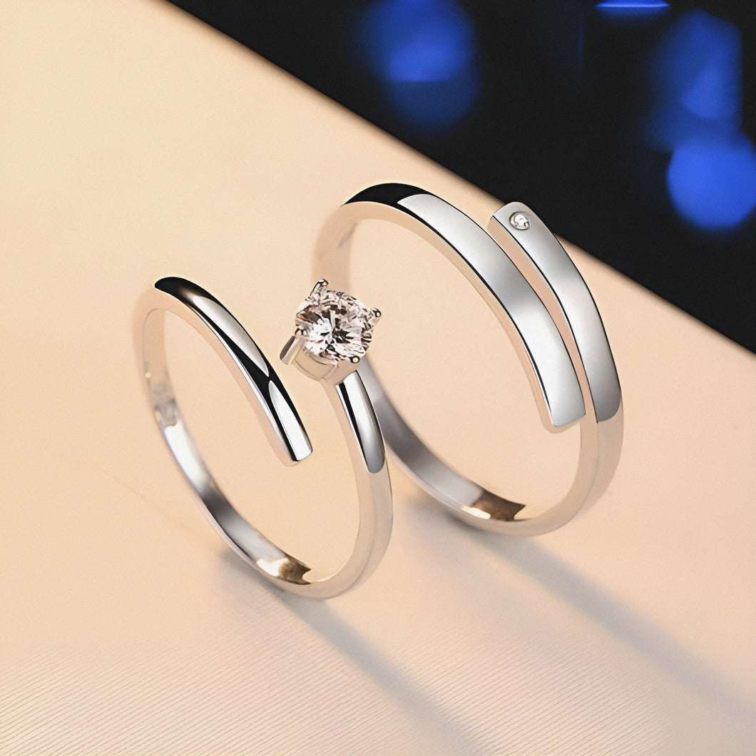 Elegant Promise Silver Couple Ring