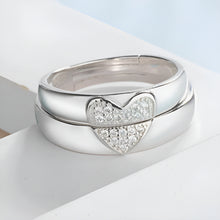 Load image into Gallery viewer, Connecting Half Heart Silver Couple Rings
