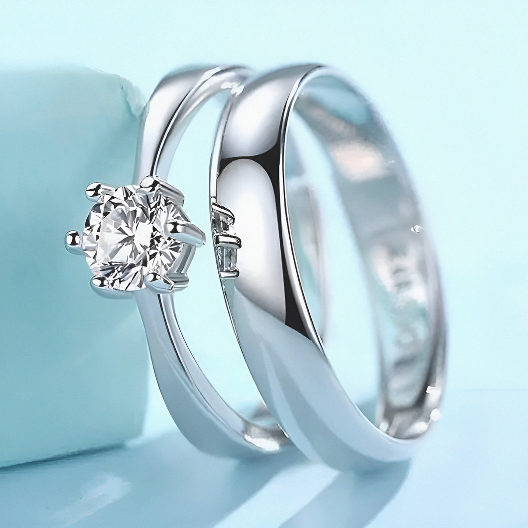 Diamond Pave Silver Couple Ring