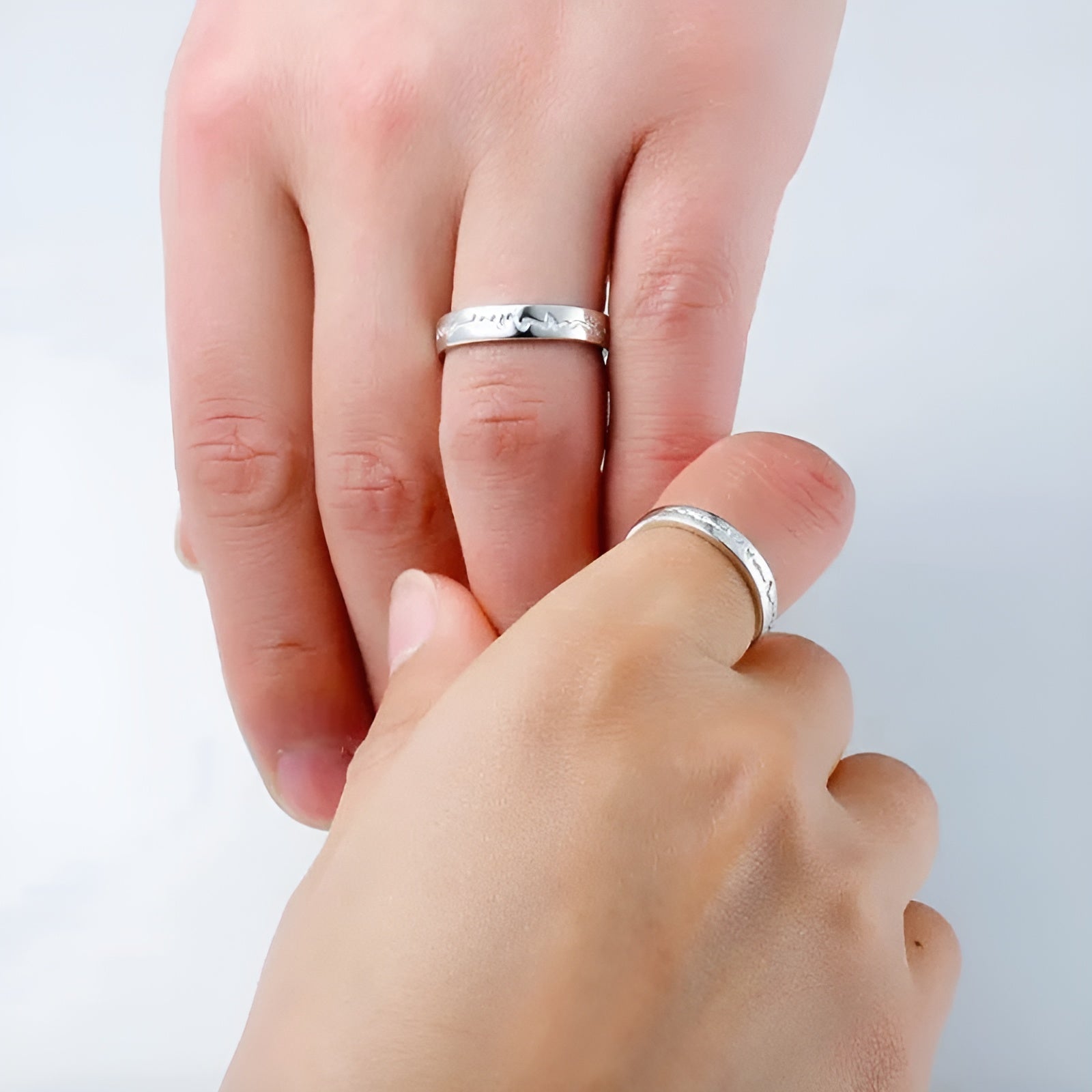 Silver Heart beat Couple Rings GIFTED BEAUTY