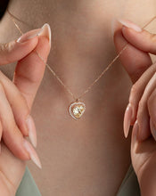 Load image into Gallery viewer, Silver Crystal Swarovski Citrine Heart Model Necklace
