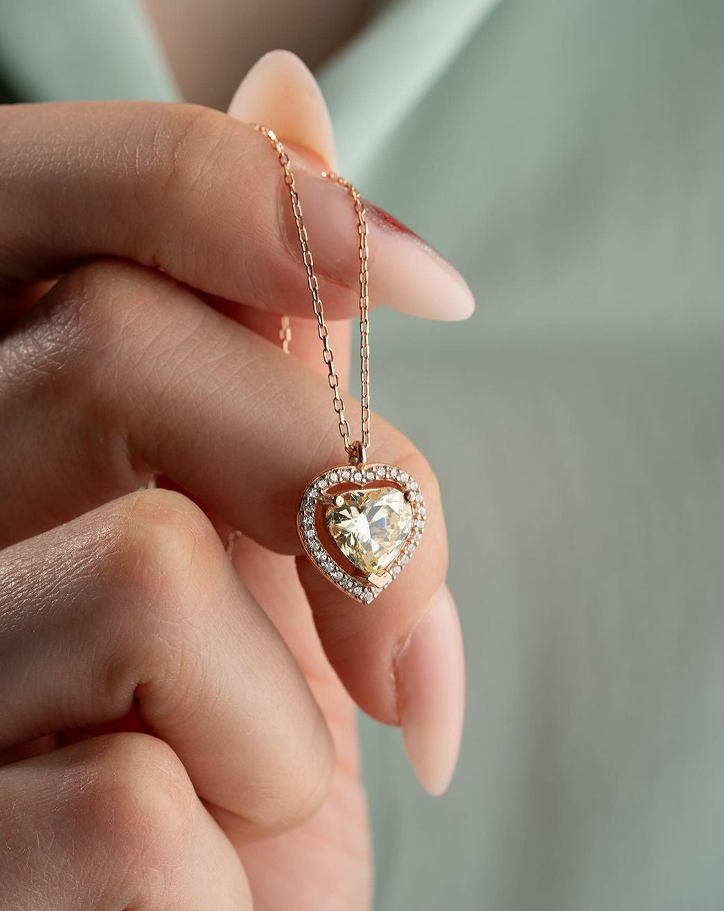 Silver Crystal Swarovski Citrine Heart Model Necklace