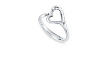 Load image into Gallery viewer, Open Heart Silver Adjustable Silver Ring
