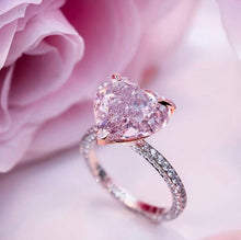 Load image into Gallery viewer, Luxury Pink Heart Crystal Diamond Silver Ring
