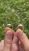 Load and play video in Gallery viewer, Light Sculpted &quot;I Love You&quot; Silver Couple Rings
