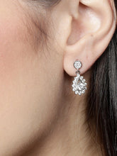 Load image into Gallery viewer, Toned Cubic Zirconia Stone Studded Contemporary Drop Earrings
