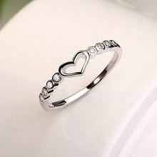 Load image into Gallery viewer, Luxury Style Hollow Diamante Heart Shaped Silver Ring
