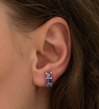 Load image into Gallery viewer, Tanzanite Stone Cat Earrings
