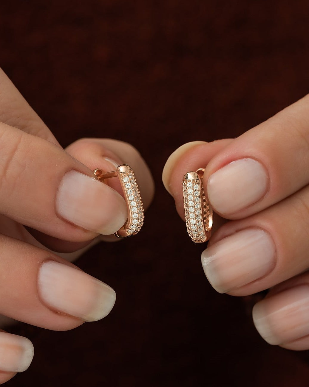 U-Shaped Zircon Stone Silver Earrings